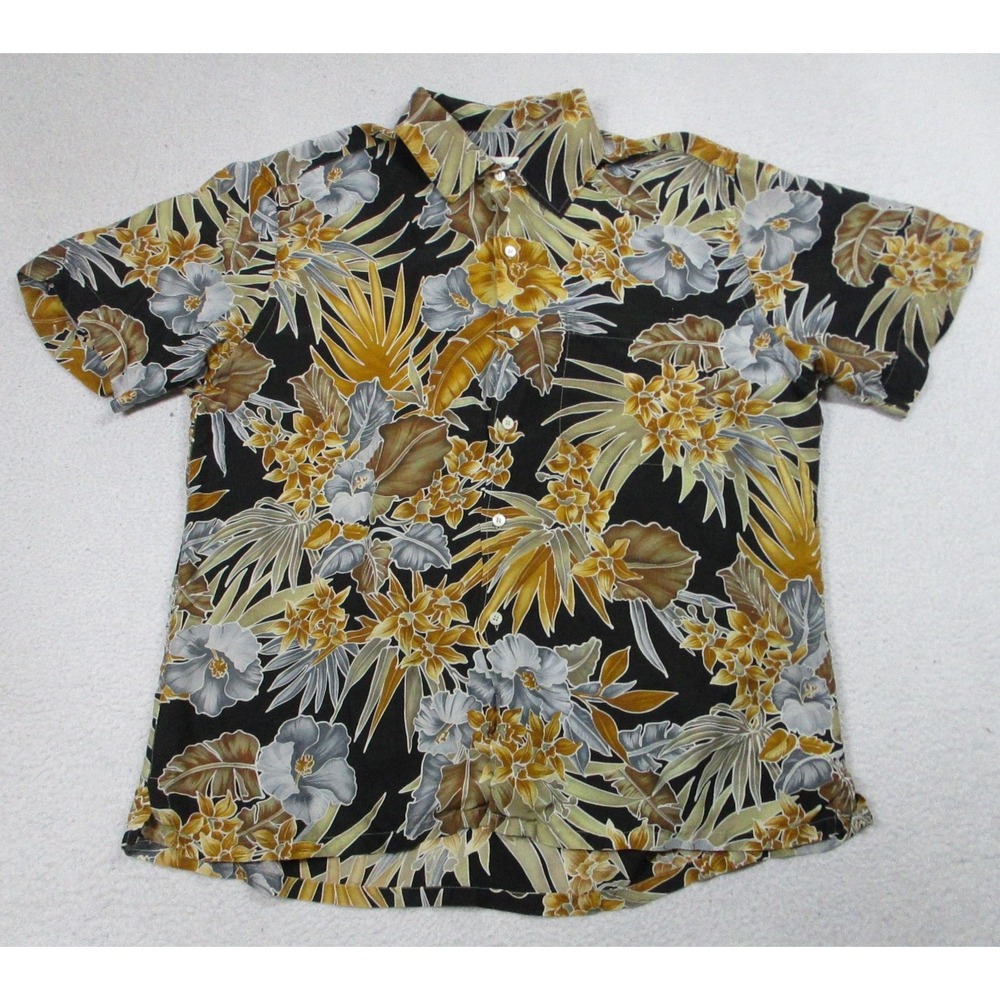 Brioni Shirt‎ Mens Large Black Floral Rayon Short Sleeve Hawaiian Aloha Italy